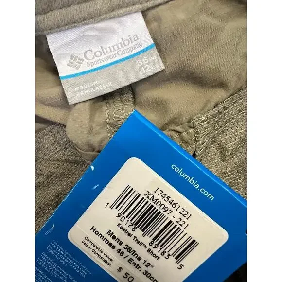 NWT! Columbia Men's 12" Kestrel Trail Cargo Shorts Light Brown 36 - Picture 6 of 6